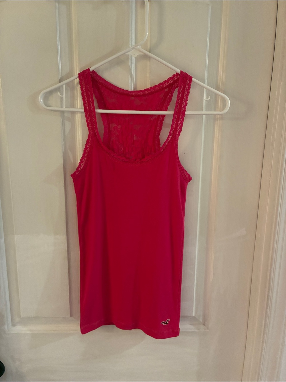 Hollister Bright Hot Pink Lace Racerback Tank Top
